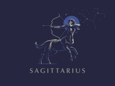 Sign of the zodiac Sagittarius. The constellation of Sagittarius. Vector illustration. clipart