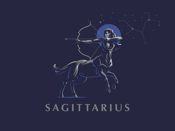 Signo del zodiaco Sagitario. La constelación de Sagitario. Ilustración vectorial . — Vector de stock