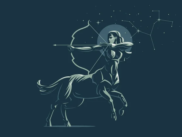 Segno dello zodiaco Sagittario. La costellazione del Sagittario. Illustrazione vettoriale . — Vettoriale Stock