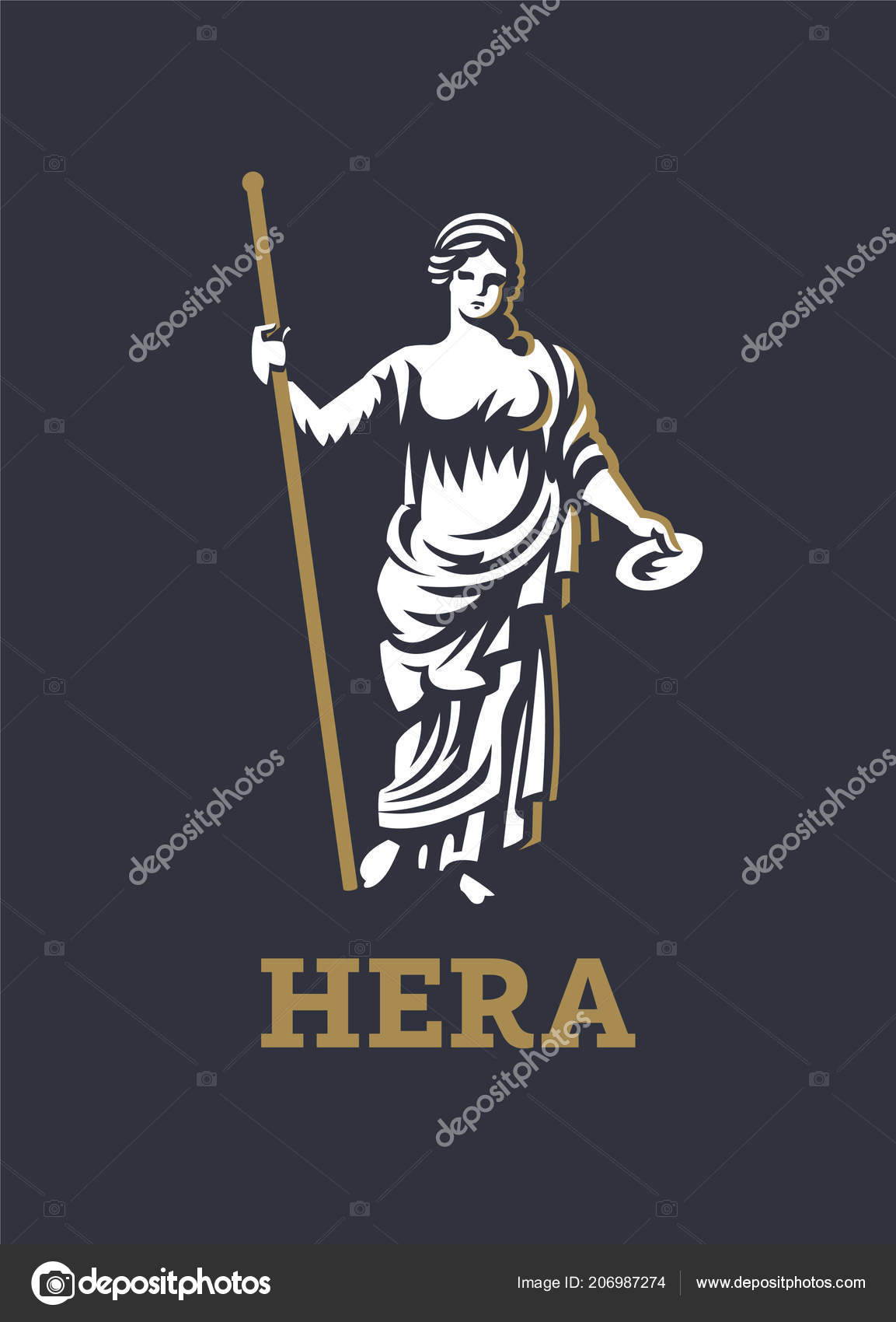 Greek goddess Hera. Vector illustration Stock Vector by ©Masterlevsha  206987274, image size:1153x1700