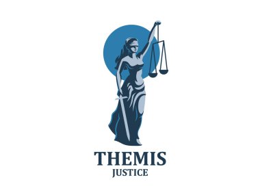 The goddess of justice Themis. Set. Vector illustration clipart