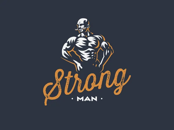 A vintage strong man with a mustache. — Stock Vector