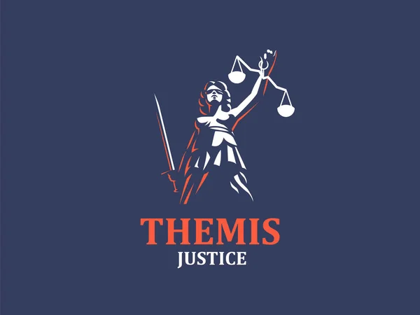A deusa da justiça Themis . — Vetor de Stock