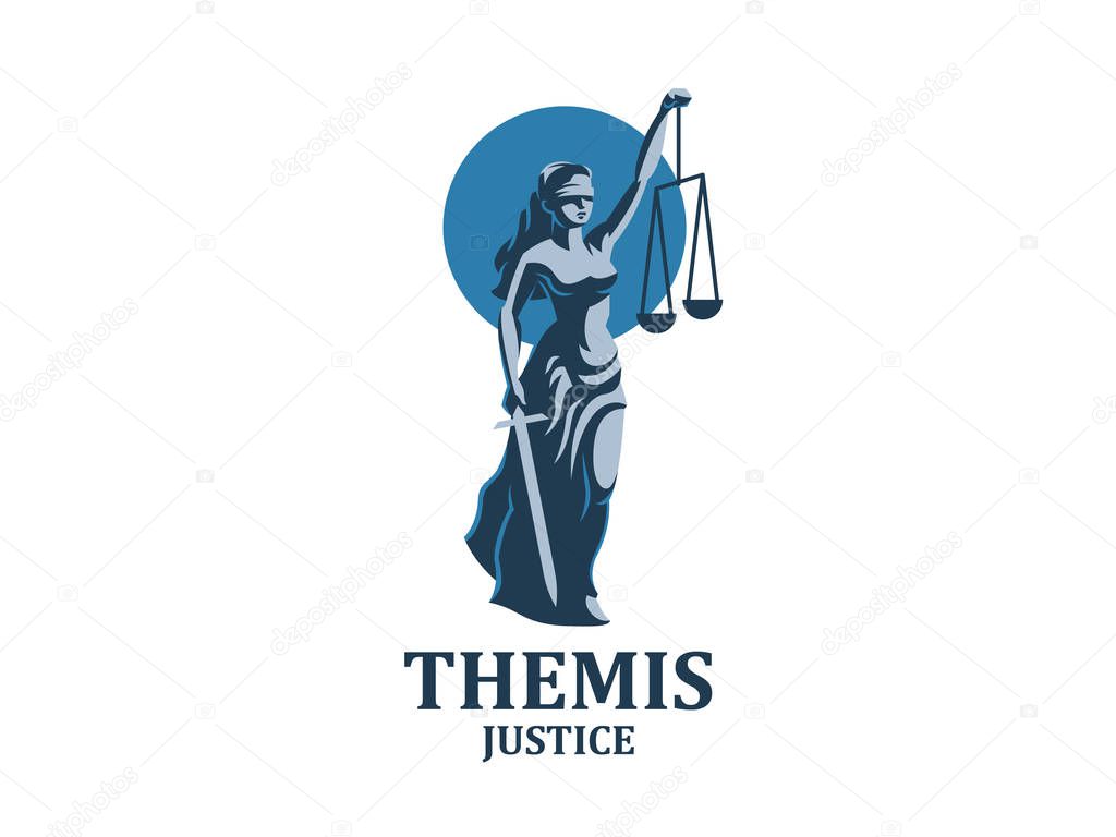 The goddess of justice Themis. Set. Vector illustration