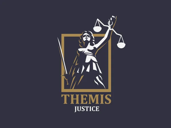 A deusa da justiça Themis . — Vetor de Stock