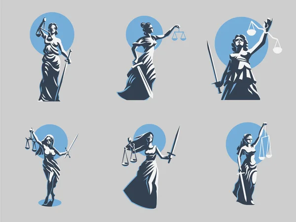 La diosa de la justicia Themis. Listos. Vector . — Vector de stock