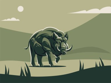 Yaban domuzu dişleri ile. 