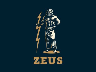 Yunan tanrısı Zeus. Zeus ile yıldırım elinde duruyor..