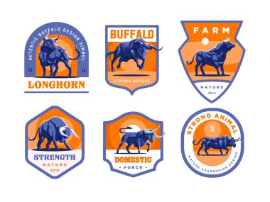 Boğa ve farklı pozlar Buffalo'da kümesi. 