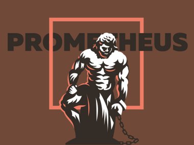 Prometheus bir zincirle zincirlenmiş. Vektör çizim