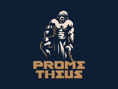 Prometheus bir zincirle zincirlenmiş. Vektör çizim