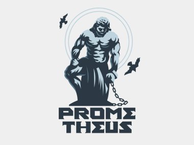 Prometheus bir zincirle zincirlenmiş. Vektör çizim