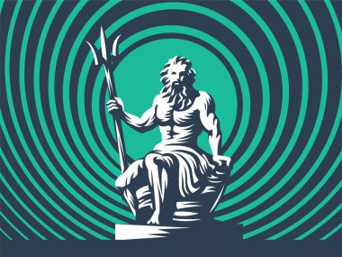 Statue of Poseidon or Neptune with a trident. clipart