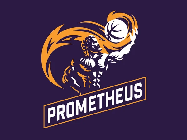 Prometheus ve spor top. Spor amblemi. — Stok Vektör