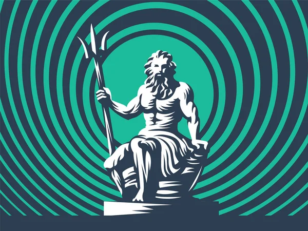 Estátua de Poseidon ou Netuno com um tridente . —  Vetores de Stock