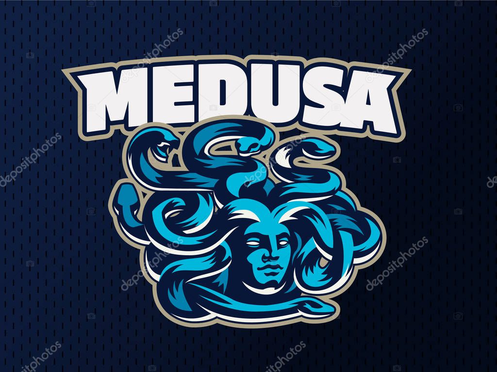 Medusa of the gorgon. Logo.  Vector illustration.