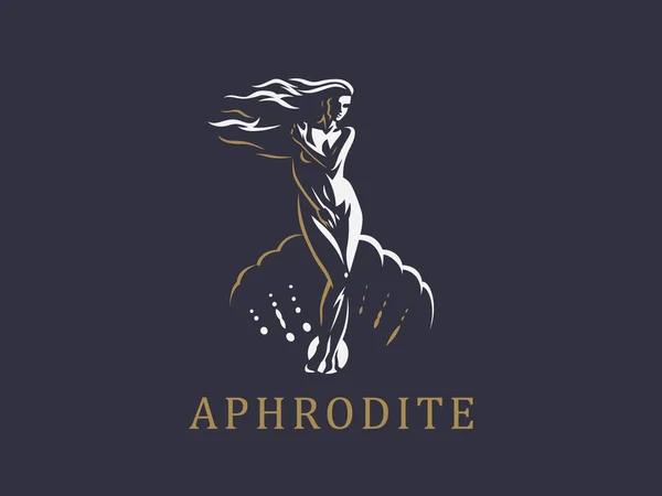 Afrodite ou Vénus. Emblema do vetor . —  Vetores de Stock