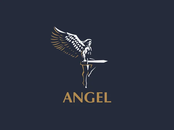 Un ange. Emblème vectoriel . — Image vectorielle