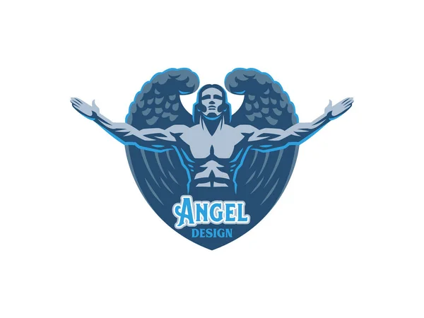 Homem-anjo. Emblema do vetor . —  Vetores de Stock