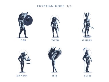 Egyptian gods. Set  of vector emblems. clipart