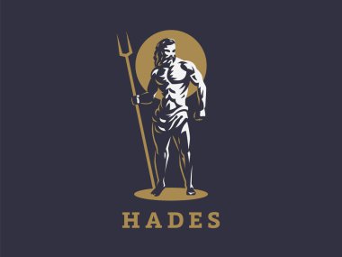 Tanrı Hades veya Plüton. Vektör amblemi.