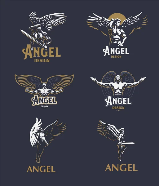 Angel man. Vector embleem. — Stockvector