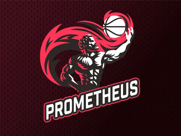 Prometheus och en bollsporter. Sport-emblem. — Stock vektor