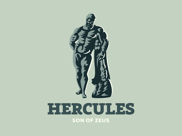 The statue of Hercules. Vector illustration.