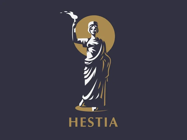Déesse Hestia ou Vesta avec une torche — Image vectorielle