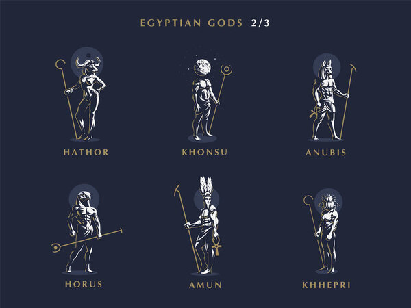 Египетские боги Набор векторных эмблем
.