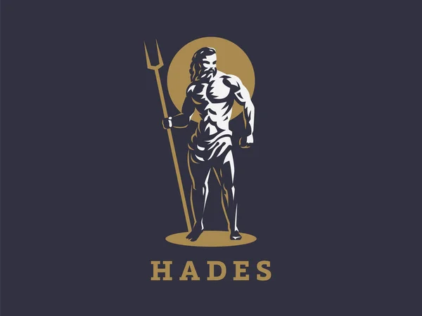 Deus Hades ou Plutão. Emblema do vetor . — Vetor de Stock