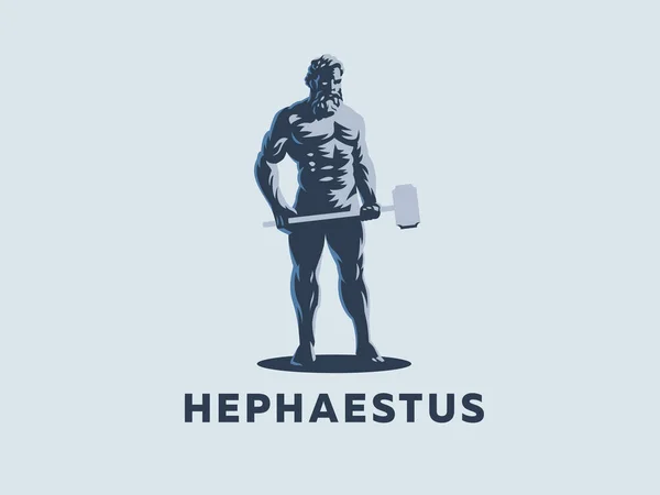 Guden Hefaistos innehar en hammare i handen. — Stock vektor