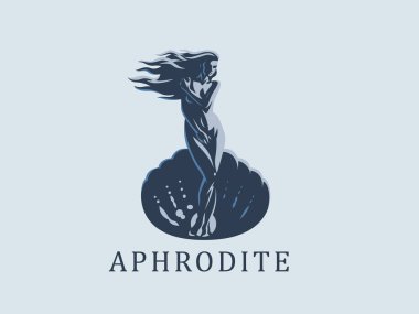 Afrodit ya da Venüs. Vektör amblemi.