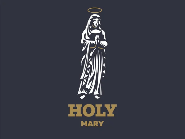 La santa virgen María con un halo sobre su cabeza — Vector de stock