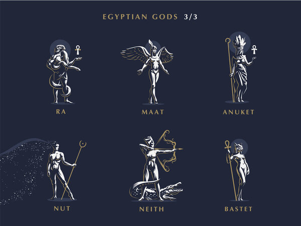 Египетские боги Набор векторных эмблем
.