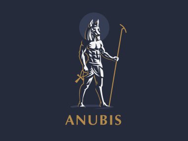 Mısır tanrısı Anubis. Vektör amblemi.
