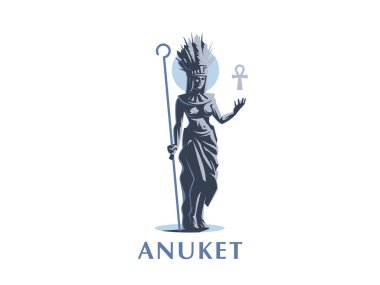 Egyptian goddess Anuket. Ankh. Feathers.  clipart