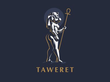 Mısır tanrıçası Taweret. Vektör çizim.