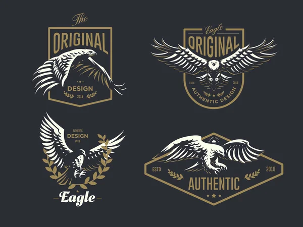 Set of the vintage logo with the eagle — Stock Vector