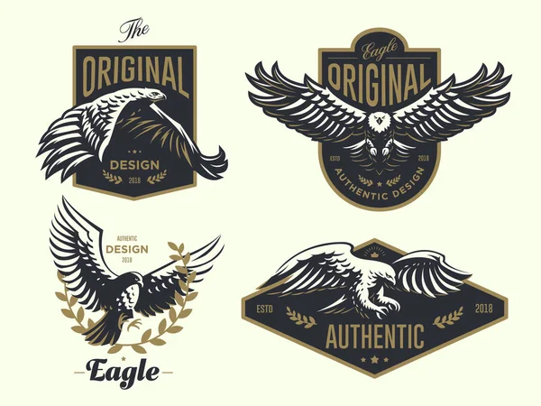 Conjunto do logotipo do vintage com a águia — Vetor de Stock
