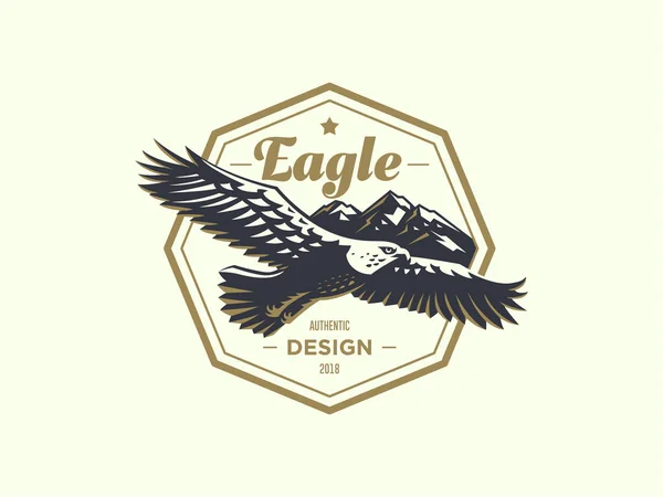 El águila voladora. emblema del vector. — Vector de stock