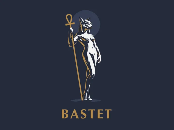 Egyptian goddess Bastet. Vector illustration. — Stock Vector