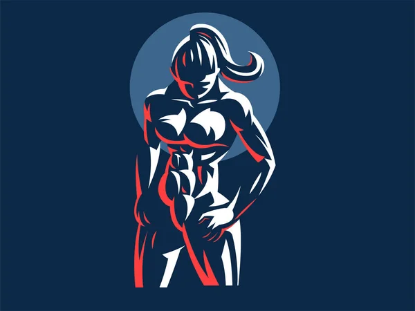 Vrouw fitness embleem. — Stockvector