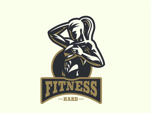 Donna emblema del fitness . — Vettoriale Stock