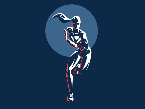 Kvinna fitness emblem. — Stock vektor