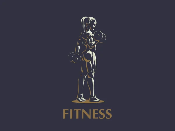 Mulher fitness emblema . — Vetor de Stock