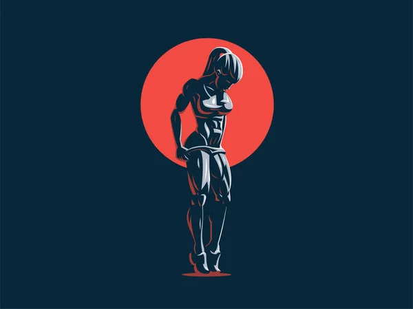 Woman fitness emblem. — Stock Vector