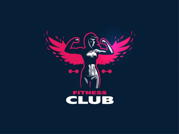Kvinna fitness emblem. — Stock vektor