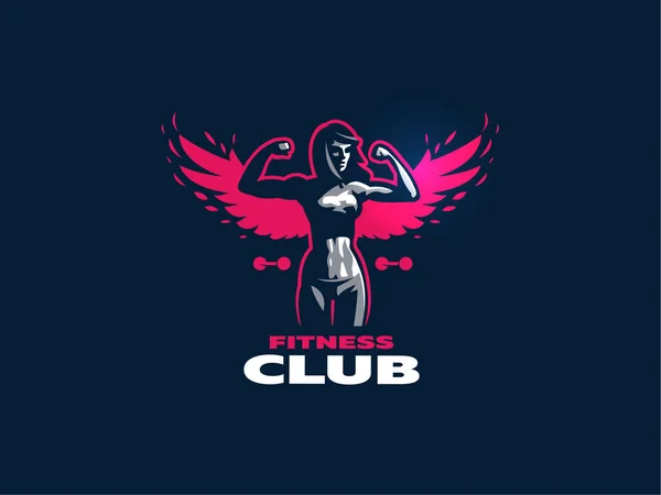 Mulher fitness emblema . —  Vetores de Stock