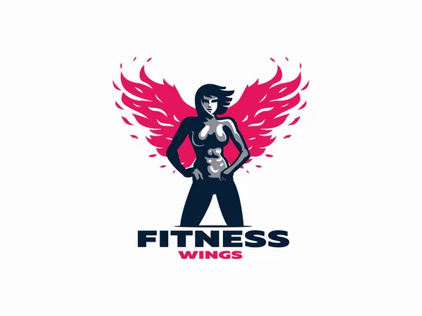 Donna emblema del fitness . — Vettoriale Stock